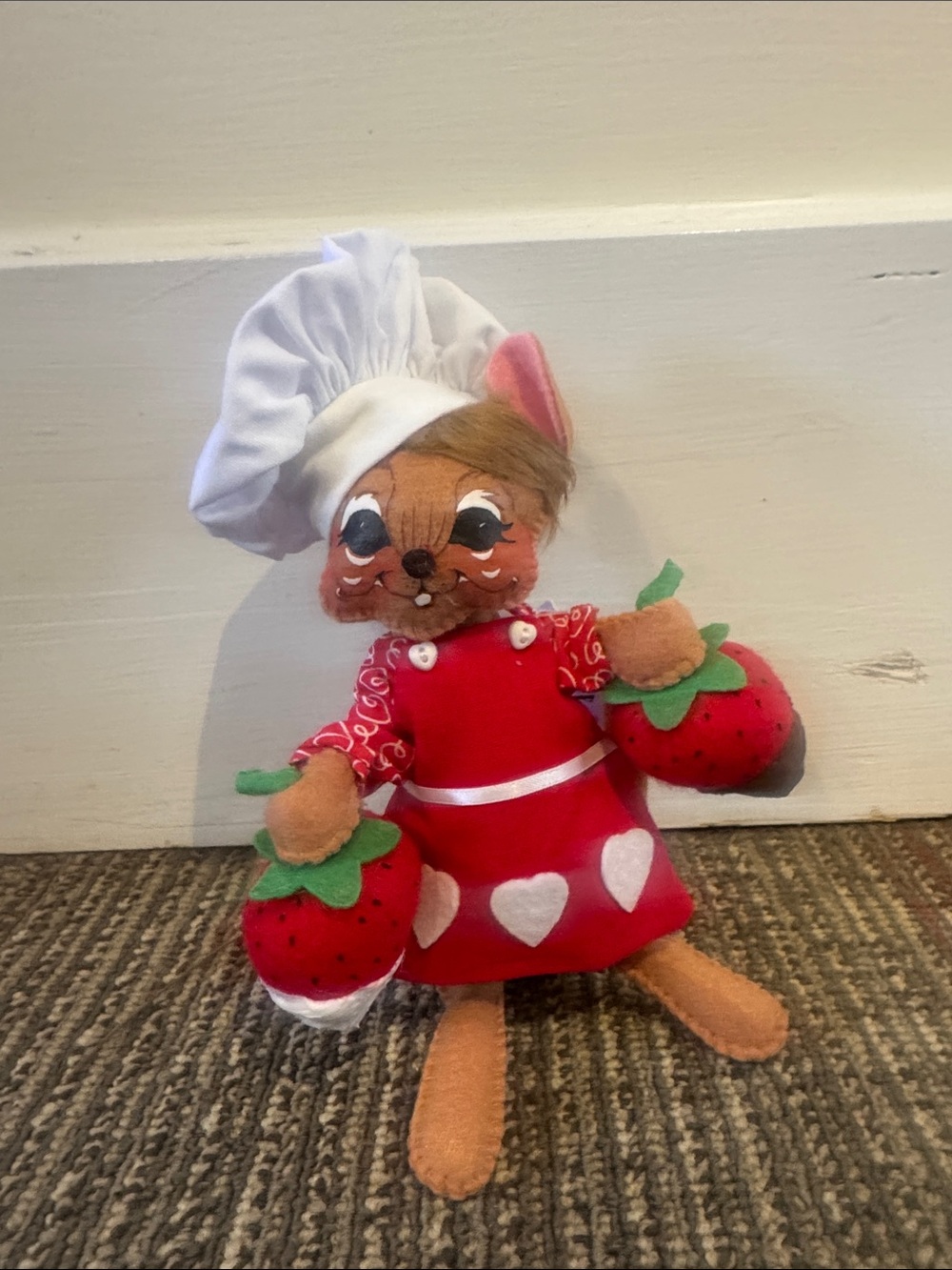 Annalee Red and White Strawberry Chef Mouse Doll